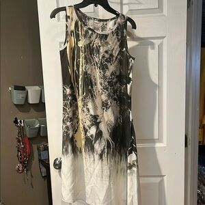 GO BY GO SILK Black and White Sheath Midi Dress